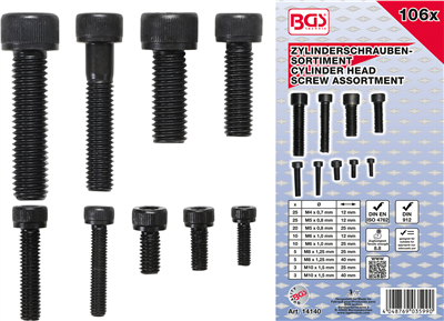 BGS 14140, Souprava šroubů s válcovou hlavou vnitřní šestihran 106dílná