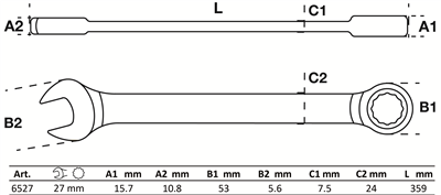 BGS 6527, Ráčnový očkoplochý klíč 27 mm