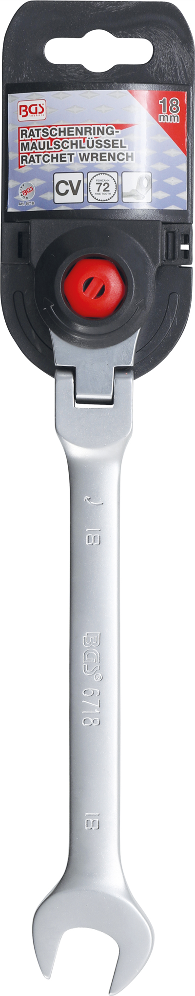 BGS 6718, Ráčnový očkoplochý klíč kloubový 18 mm