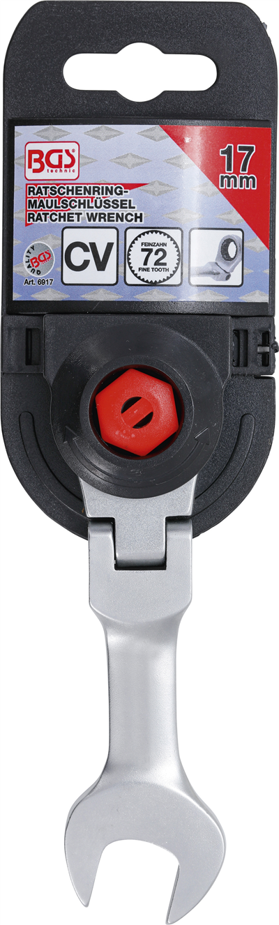 BGS 6917, Ráčnový očkoplochý klíč krátký kloubový 17 mm