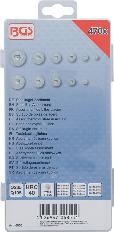 BGS 6853, Sada ocelových kuliček 470dílná