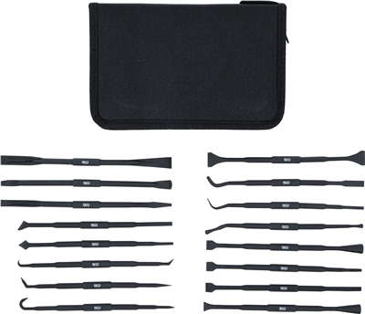 BGS 70919, Plastová škrabka a sada nástrojů pro montáž a demontáž O kroužků / těsnicích kroužků 16dílná