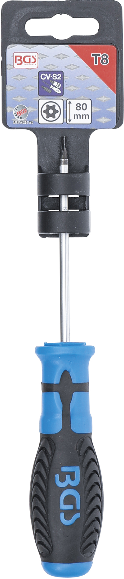 BGS 7849-T8, Šroubovák T-profil (pro Torx) s otvorem T8 Délka čepele 80 mm