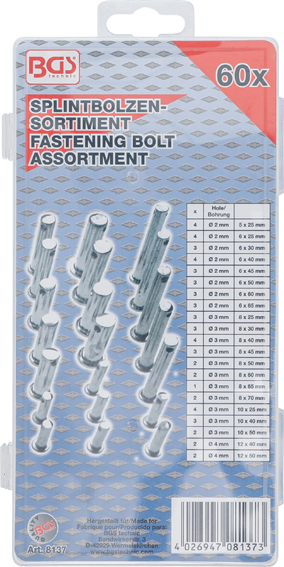 BGS 8137, Sada pojistných kolíků 60dílná