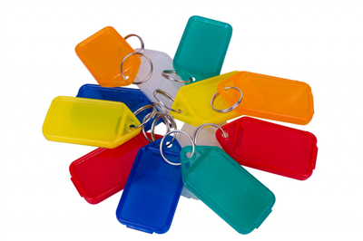 Vícebarevné CLICK plastové visačky na klíče - velké 50ks