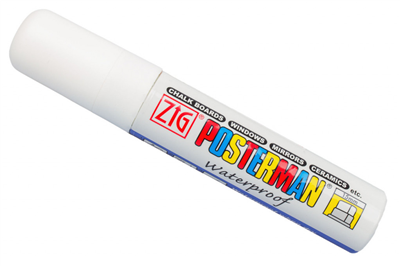 Fixy na sklo Posterman voděodolné - 15 mm - bílá