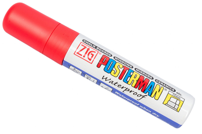 Fixy na sklo Posterman voděodolné - 15 mm - červená