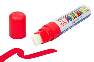 Fixy na sklo Posterman voděodolné - 15 mm - červená