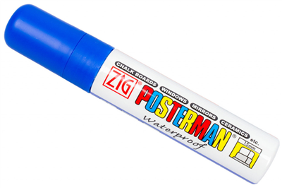 Fixy na sklo Posterman voděodolné - 15 mm - modrá tm.