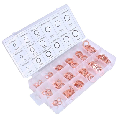 Sada měděných podložek, 150 ks