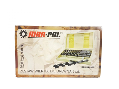 Vrtáky hadovité do dřeva 6-25mm, 230mm, sada 6ks MAR-POL