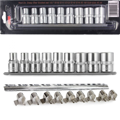 Klíče - hlavice nástrčné vnitřní torx, 1/2", sada 9ks MAR-POL