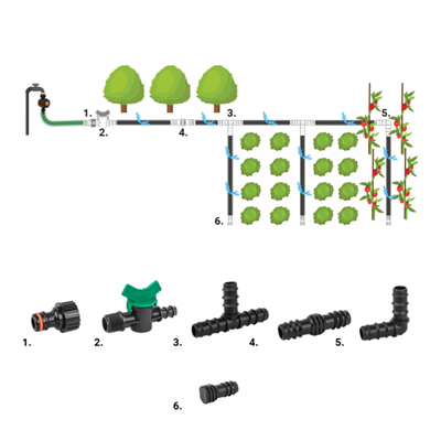 Sada 42ks příslušenství pro zavlažovací hadice 16mm BRADAS
