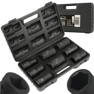 Nástrčné rázové hlavice 3/4", 17-32mm, sada 8ks BJC
