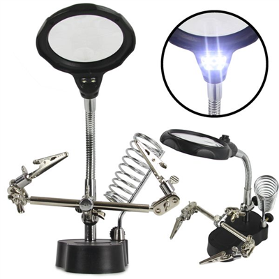 Stojan s lupou a led světlem, třetí ruka MAR-POL