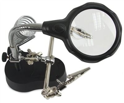 Stojan s lupou a led světlem, třetí ruka MAR-POL