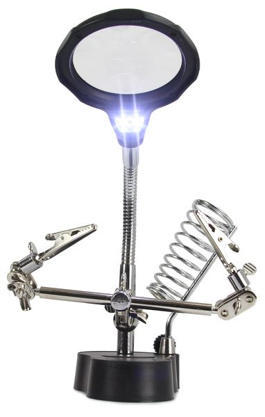 Stojan s lupou a led světlem, třetí ruka MAR-POL