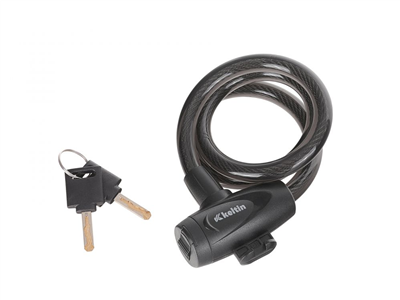Zámek na jízdní kolo, lanový, 12x800mm, zamykání na klíč KELTIN