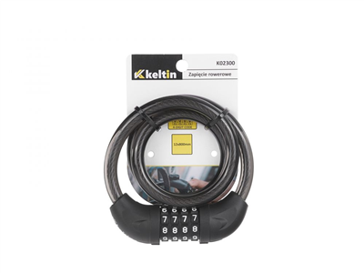 Zámek na jízdní kolo, lanový, 12x800mm, kódové zamykání KELTIN