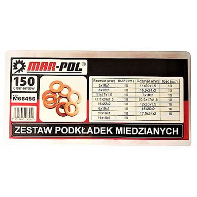 Měděná podložka, sada 150ks MAR-POL