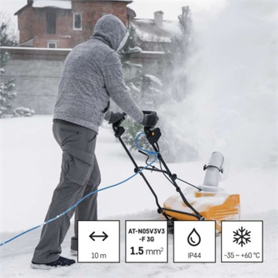 Počasí odolný prodlužovací kabel 10 m / 1 zásuvka / modrý / silikon / 230 V / 1,5 mm2