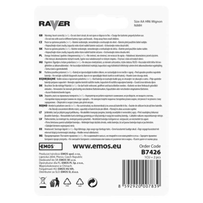 Nabíjecí baterie do solárních lamp RAVER SOLAR AA (HR6) 600 mAh