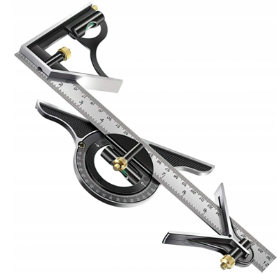 Hliníkový multifunkční úhelník s vodováhou, 300 mm, V07370