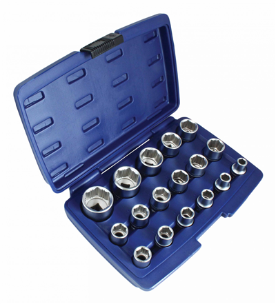 Nástrčné hlavice šestihranné sada 17 ks 10 - 32 mm 1/2