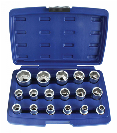 Nástrčné hlavice šestihranné sada 17 ks 10 - 32 mm 1/2
