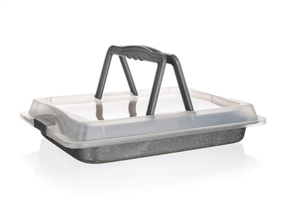 Plech na pečení BANQUET Granite 42x29cm s víkem