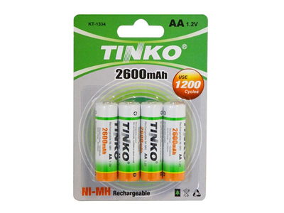 Baterie AA (R6) nabíjecí 1,2V/2600mAh TINKO NiMH 4ks
