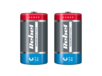 Baterie C (R14) alkalická REBEL Alkaline 2ks / shrink BAT0063
