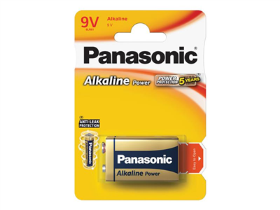 Baterie 6F22 (9V) alkalická PANASONIC Power alk 6LR61 1ks / blistr