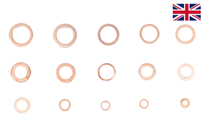 Podložky těsnící měděné, palcové 75 Ks