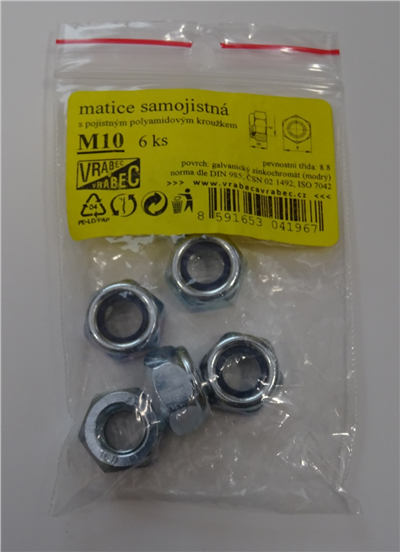 Matice 6hranné samojisticí DIN 985, pozinkované, Velikost M4x0.7 mm