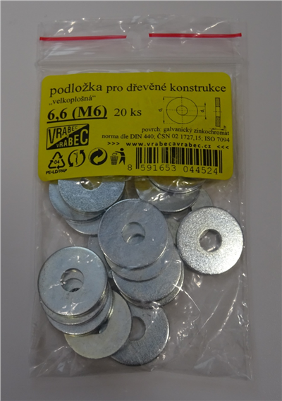 Podložky velkoplošné DIN 440, pozinkované, Velikost M12