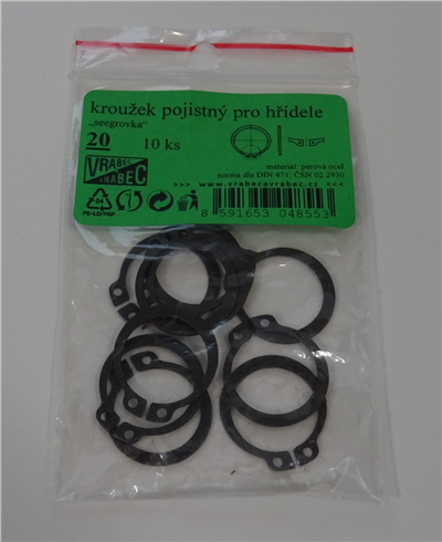 Pojistné kroužky na hřídele - vnější segrovky DIN 471, Pro hřídel průměru 16 mm