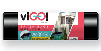 Pytle na odpad LDPE, extra silné, 120 l, balení 10 kusů, 70 x105 cm, černé - Vigo 7721798