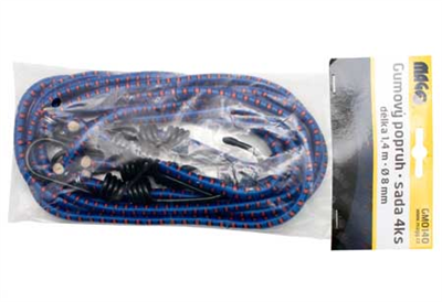 Gumové upínací popruhy - gumicuky 1.4 m x 8 mm, sada 4 ks