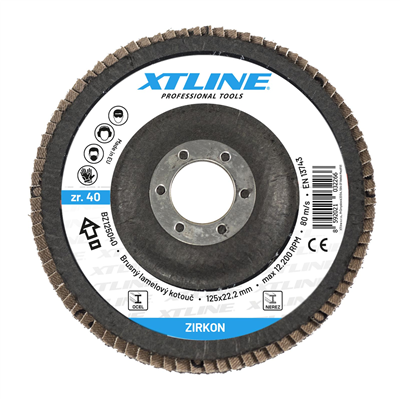 XTLINE Kotouč brusný lamelový zirkon | 125 mm zr. 60