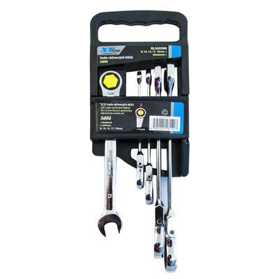 XTLINE Sada ráčnových klíčů kloubových 72 zubů, 5 dílů | 8-19 mm, plastový držák