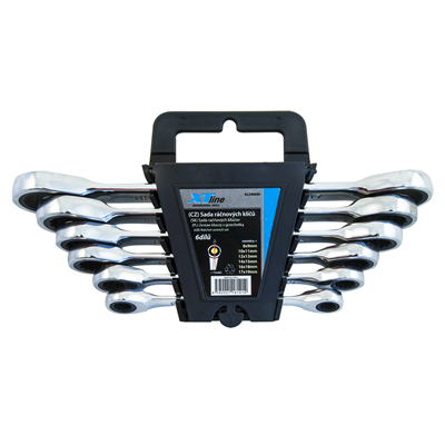 XTLINE Sada ráčnových klíčů oboustranných 72 zubů, 7 dílů | 8-19 mm, plastový držák