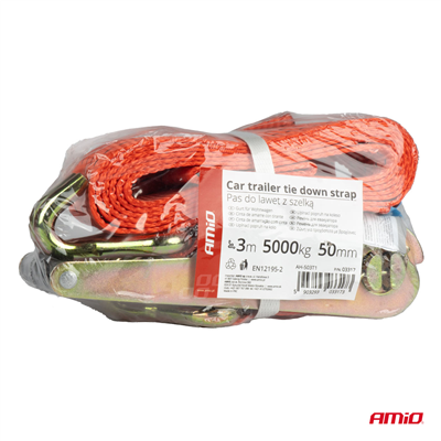 Upínací popruh na kolo 3-bodový s ráčnou 5000kg 50mm 3m AMiO-03317