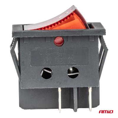 Obdélníkový vypínač 12/230V (s červeným podsvětlením) BU02