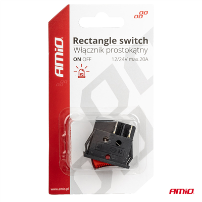 Obdélníkový vypínač 12/230V (s červeným podsvětlením) BU02