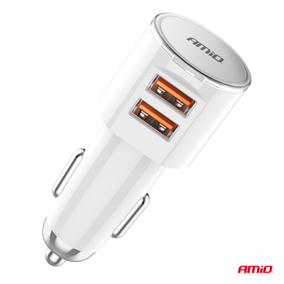 Nabíječka do auta 2x USB-A 3.4A 12/24V AMiO-03888