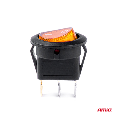 Přepínač kolébkový kulatý se žlutým podsvícením