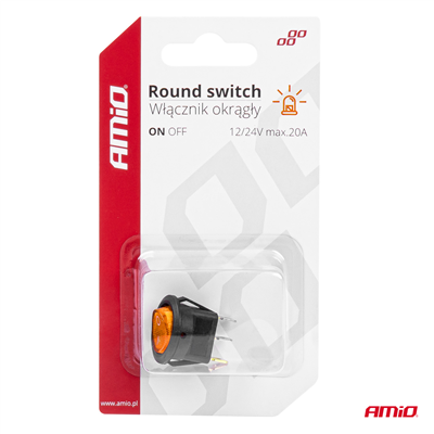 Přepínač kolébkový kulatý se žlutým podsvícením