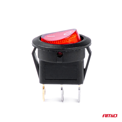 Přepínač kolébkový kulatý s červeným podsvícením