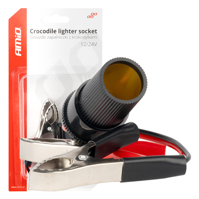 Adaptér pro zásuvku zapalovače s krokosvorkami 12V 24V 15cm AMiO-03803
